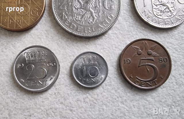 Монети. Холандия. Холандски 5, 10 , 25 цента , 1, 2  и 5  гулдена.  6 бр, снимка 5 - Нумизматика и бонистика - 42617926