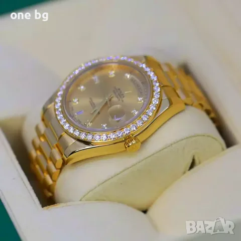 Rolex Day Date President Gold Champagne Diamond Bezel, снимка 7 - Луксозни - 55973486