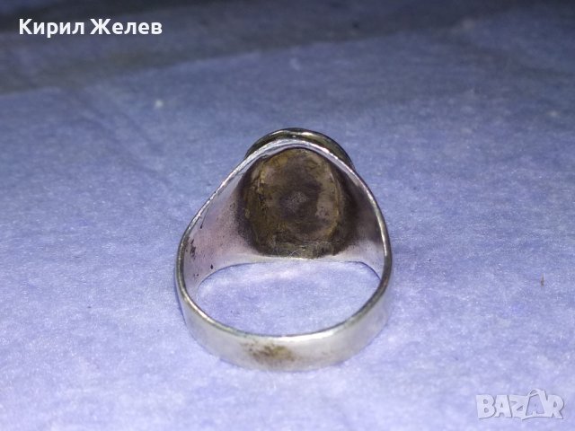 Стар АНГЛИЙСКИ СРЕБЪРЕН СКЪПОЦЕНЕН ПРЪСТЕН СРЕБРО ВИСОКА ПРОБА с РЪЧНО ШЛИФОВАН ЧЕРЕН ОНИКС 40637, снимка 12 - Антикварни и старинни предмети - 42599665