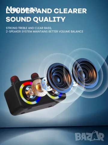 Bluetooth Колона с 2 микрофона 15W / Караоке Система с 2 Микрофона / , снимка 2 - Bluetooth тонколони - 49086034