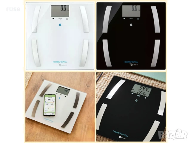 НОВИ! Кантар за телесно тегло/ мазнини/ вода/ мускулна и костна маса/ калории/ до 180кг