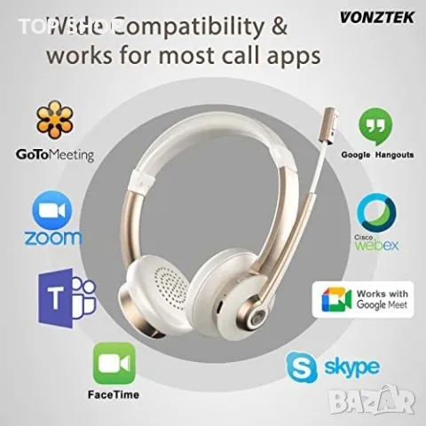 Нови Безжични слушалки Bluetooth с микрофон CVC шумопотискане за работа, снимка 4 - Bluetooth слушалки - 49444326