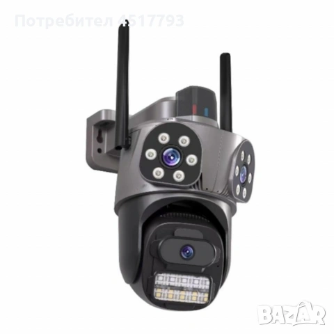 Тройна външна WiFi камера 9MP с аларма, 24 диода, iCSee, 64GB памет, снимка 6 - HD камери - 53125509