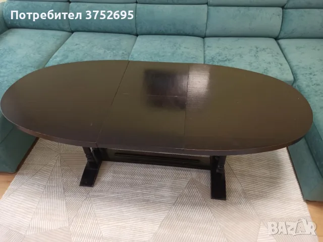 Ретро масивна черна холна маса – разтегателна, снимка 2 - Маси - 56543496
