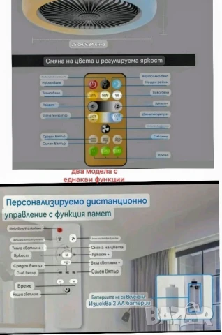 Лед лампа с вентилатор и дистанционно управление , снимка 16 - Лед осветление - 50975297