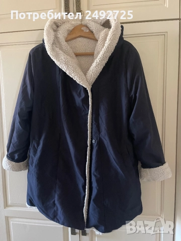 2 бр Яке гъши пух оранжево и тъмно синьо с качулка, снимка 5 - Якета - 49249945