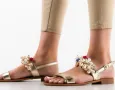 Дамски Златисти Сандали с декоративни елементи , снимка 2