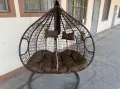 Двойна висяща ратанова люлка тип пашкул с метална рамка и възглавница – стил и комфорт до 200 кг
, снимка 3