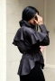 AVIN Тренч в черно с екстравагантна кройка, снимка 4