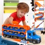 m zimoon Транспортен камион с 10 мини състезателни коли и състезателна писта, играчка за деца, снимка 4