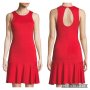 Trina Turk червена рокля без ръкави с понте и волани, снимка 1 - Рокли - 38834288
