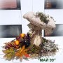 Есенна украса с гъбка от лен и зебло, снимка 1 - Декорация за дома - 42046865