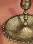арабски гравиран месинг, свещник за 1 свещ, чиния, снимка 1