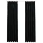 vidaXL Затъмняващи завеси с куки, 2 бр, кадифе, черни, 140x245 см, снимка 1