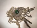 САЧАНЕНО СТАРИННО ВЪЗРОЖДЕНСКО УКРАШЕНИЕ със СМАРАГД ЗЕЛЕН КАМЪК и КЛЮЧЕ БРОНЗ 15133, снимка 9