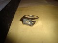 КРАСИВ АРТ ДЕКО ПРЪСТЕН Нерж. СТОМАНА с БЯЛА ПОЗЛАТА и ГОЛЯМ ЮВЕЛИРНО ФАСЕТИРАН САПФИР КРИСТАЛ 20287, снимка 8