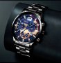 Луксозен мъжки часовник бизнес класа DEYROS "Син -златист"с гривна, снимка 2