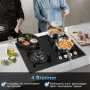 Газов котлон за вграждане TopStrong, 4 горелки, 8060W, Черно стъкло, снимка 6