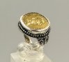 Сребърен пръстен с позлатена реплика на монета на Брут с камите, снимка 3