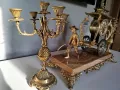 КАМИНЕН ЧАСОВНИК БРОНЗ И МРАМОР СЪС СВЕЩНИЦИ , снимка 6