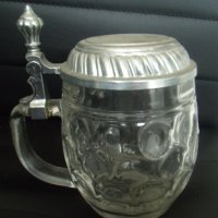 № 7111 стара стъклена халба с метален капак  - ORIGINAL HAKU BIERSEIDEL  , снимка 3 - Други ценни предмети - 42027366