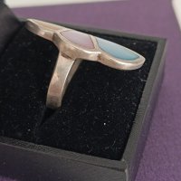  Красив сребърен пръстен със седеф 1НS, снимка 5 - Пръстени - 44389294