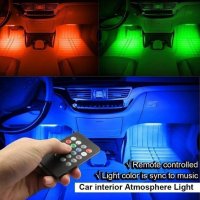 LED интериорно осветление за автомобил с дистанционно 4 броя LED ленти, снимка 5 - Аксесоари и консумативи - 33745925