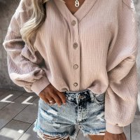 Дамска блуза с дълъг ръкав в бледорозов цвят, снимка 2 - Блузи с дълъг ръкав и пуловери - 40503667