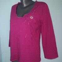 Еластична блуза с декорации, хипоалергична / голям размер , снимка 1 - Блузи с дълъг ръкав и пуловери - 30840310