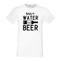 Мъжка тениска Save Water Drink Beer 1,Бира,Бирфест,Beerfest,Подарък,Изненада,Рожден Ден, снимка 2 - Тениски - 36387393