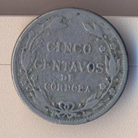 Никарагуа 5 центавос де кордоба 1940 година, снимка 1 - Нумизматика и бонистика - 40045789