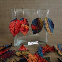 Текстилни обеци "Есенни листа", снимка 4 - Обеци - 30775367