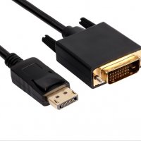 Кабел DisplayPort към DVI 1.8м Черен VCom SS001241 Cable DP to DVI24+1 M/M, снимка 1 - Кабели и адаптери - 33986818