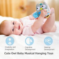 Нова детска музикална плюшена играчка Бухал за бебета малки деца 0+ месеца, снимка 7 - Плюшени играчки - 35418183