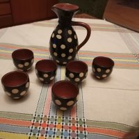 Сервиз за ракия-керамика, 6 чашки и каничка, снимка 1 - Сервизи - 42293982