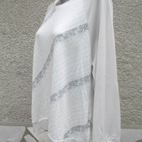 3XL Нова  блуза в бяло и сиво , снимка 4 - Блузи с дълъг ръкав и пуловери - 40629911