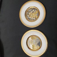 Мини колекционерска чиния The Art Of Chokin  гравирани с медно злато и сребро, снимка 5 - Други ценни предмети - 40339129