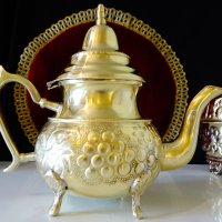 Марокански чайник,кана,месинг,маркиран. , снимка 2 - Антикварни и старинни предмети - 40147286