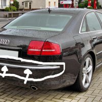 Лайстна хром на задна броня за AUDI A8 S8 D3(03-09г.)Нова, снимка 1 - Аксесоари и консумативи - 39080593