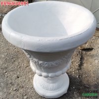 Антична кашпа – саксия от бетон - бял цвят, снимка 4 - Саксии и кашпи - 36193741