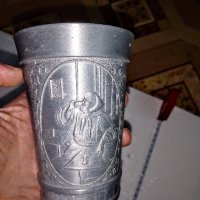 Релефна Чаша,бокал -калаено-сребърна сплав, снимка 4 - Други ценни предмети - 39284673