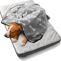KYG Одеяло за кучета Beany, меко и топло, 104 × 76 см, сиво, снимка 2 - За кучета - 44595716