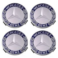 капачки за джанти за мерцедес Mercedes classic 75мм сиви син венец 4 броя, снимка 1 - Аксесоари и консумативи - 40264707