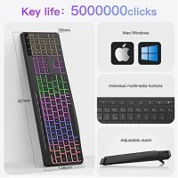 Нова Безжична ергономична игрална клавиатура преносима с LED подсветка, снимка 3 - Други - 40448809