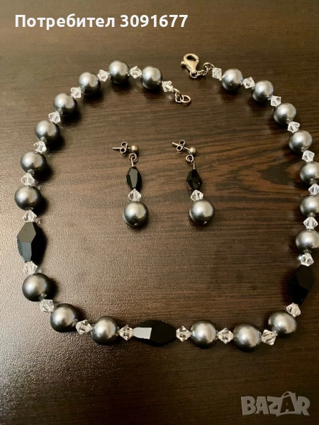 Дизайнерско колие и обеци Swarovski elements, снимка 1