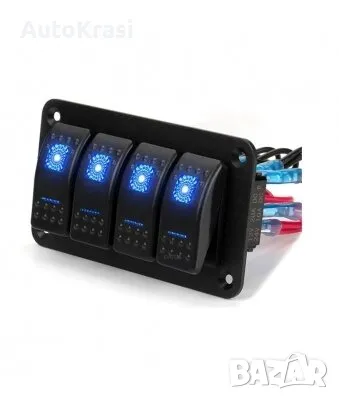 Панел за вграждане с 4 бутона ON-OFF универсални 12-24V за лед светлини - C00499, снимка 1