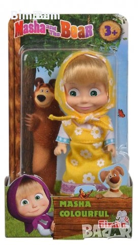 Кукла Masha and the Bear Colourful / Маша със синя и с жълта рокля - 2 модела, снимка 1