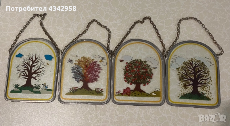 Винтидж.Стъклопис. « Сезони». Германия, снимка 1