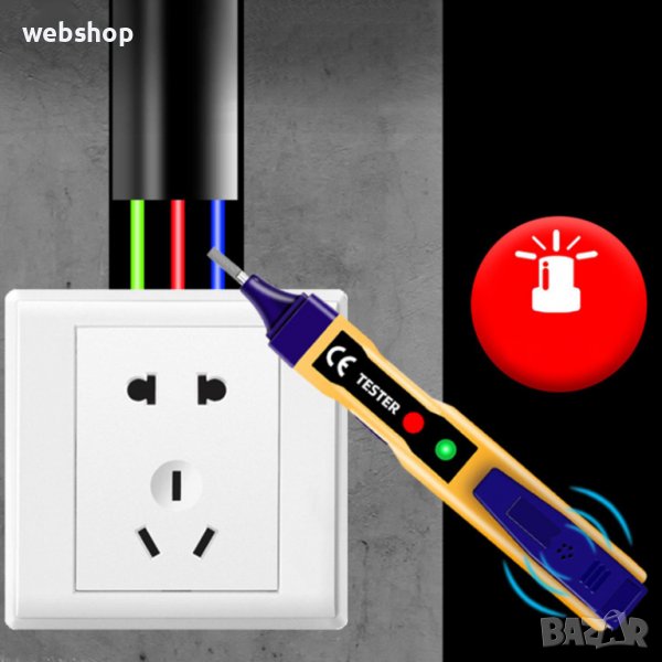 Комбиниран Тестер на напрежение, Безконтактно тестване , 70-10000VAC/250VDC, снимка 1