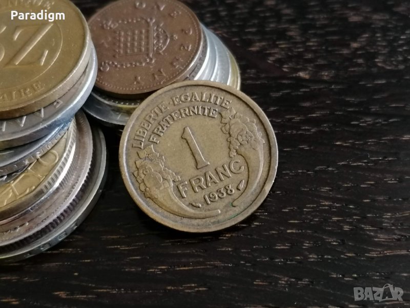 Mонета - Франция - 1 франк | 1938г., снимка 1
